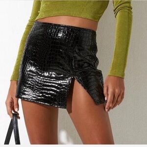 Motel Rocks Black Faux Leather Skirt